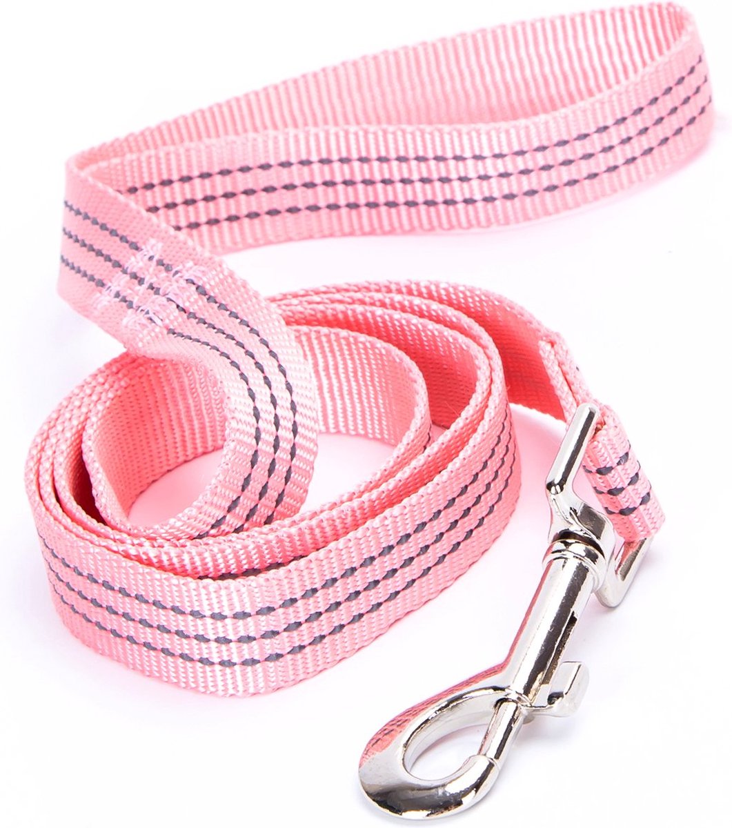 Nobleza Hondenriem - Lengte 120 cm - Roze hondenriem - Hondenriem nylon - Leiband roze - Roze hondenleiband - Riem hond - Honden riem