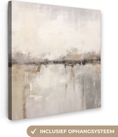 Canvas Schilderij Moderne kunst - Abstract - Beige - 90x90 cm - Wanddecoratie
