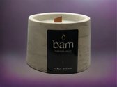 BAM kaarsen -zwarte orchidee geurkaars met eigen handmade rond potje en houten wiek - op basis van zonnebloemwas - cadeautip - vegan
