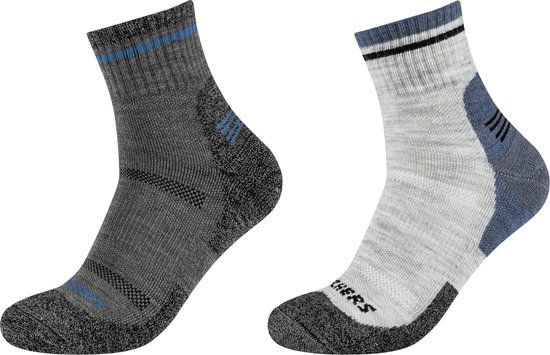Skechers 2PPK Men Trail Wool Quarter Socks SK42052-9300, Mannen, Grijs, Sokken, maat: