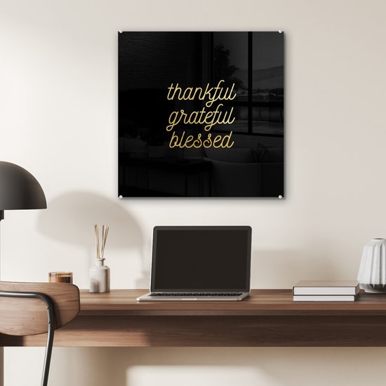 MuchoWow® Peinture sur verre 50x50 cm - Peinture sur verre acrylique - Citations - Dictons - Or - Zwart - Photo sur verre - Peintures