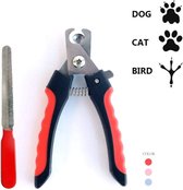 Jumada's - Pro Nagelknipper voor Honden - Rood Zwart - Met Veiligheidsstop & Nagelvijl - Dier - Nagelschaar