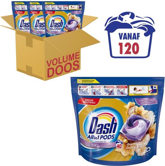 Dash Allin1 Pods Golden Orchid Wash Capsules - Value Pack 3 x 40 Lavages