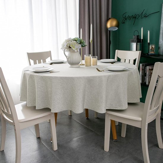 Yeahshion Rond tafelkleed, vlekbestendig, groen, 180 cm, waterdicht tafelkleed, polyester-linnenlook voor tafel, eetkamer, restaurant, bescherming (groen, 180 cm