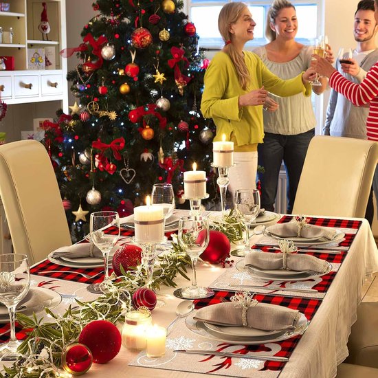 Set van 6 placemats voor Kerstmis, hittebestendig, hert placemats voor
