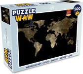 Puzzel Wereldkaart - Goud - Zwart - Aarde - Luxe - Legpuzzel - Puzzel 500 stukjes
