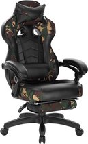 BukkitBow - Chaise de Gaming en cuir de course avec oreiller pour le dos/la nuque et repose-pieds (45-52 cm de haut) - Camouflage
