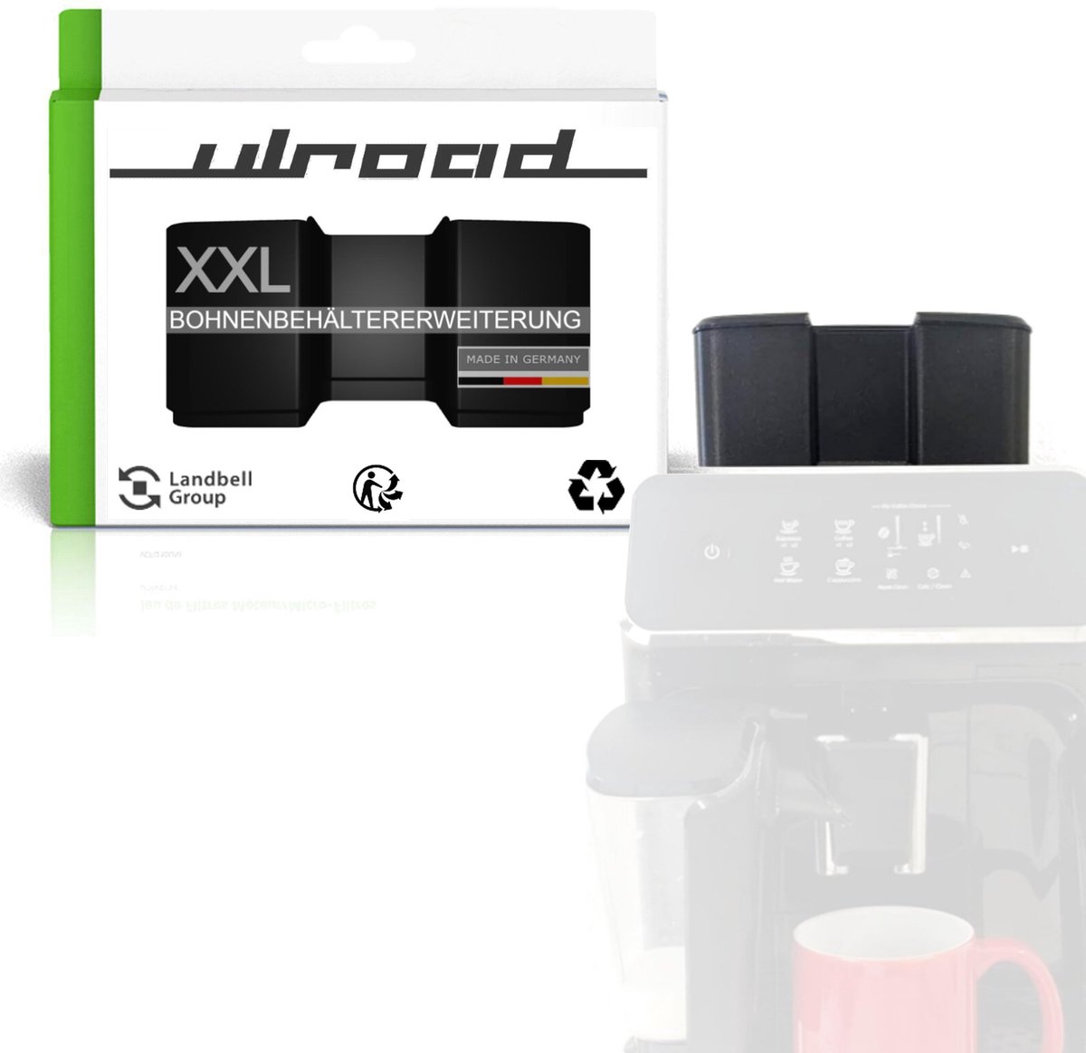 ULROAD XXL koffiebonenhouder/verhoging voor 1kg (geschikt voor Philips EP 800 I 1200 I 2200 I 3200 I 4300 I 5400 )