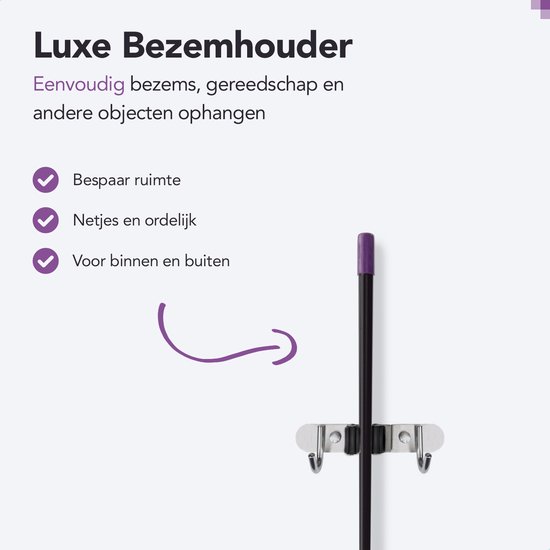 SODEAL Luxe Bezemhouder - Bezemklem - Bezem ophangsysteem - Ophanghaken - Tuingereedschap - Gereedschap opbergen - Zwart van SODEAL — afbeelding 3