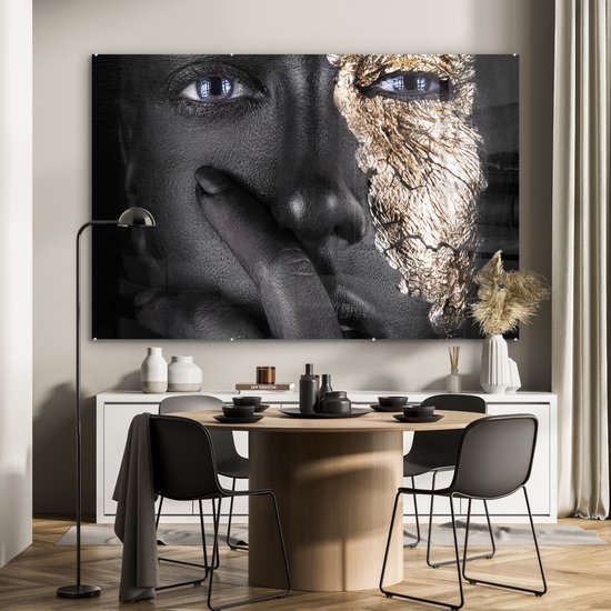 MuchoWow® Peinture sur Verre - Femme - Or - Zwart - Maquillage - Luxe - Maquillage cm - Peintures sur Verre Peintures - Photo sur Glas