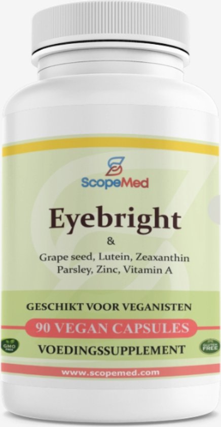 Eyebright with Grape Seed + Lutein & Zeaxanthin + Parsley + Zink + Vitamin A - Eye Vitamins - 100% Natural - 3 Months Package
