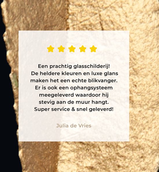 MuchoWow® Tableau sur Verre - Feuilles - Noir et Or - Luxe - Chic - Nature - 80x160 cm - Peintures sur Verre Acrylique - Photo sur Glas