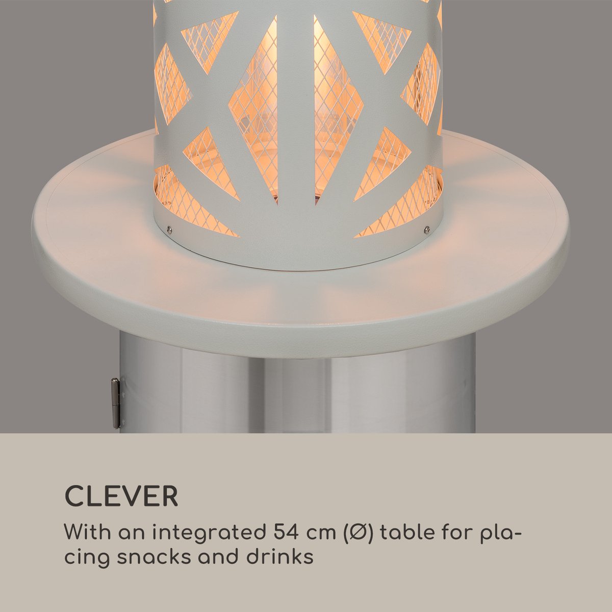Blumfeldt Terrasverwarmer, Outdoor Gasheater, Gas Terrasheater voor Terras, Tuin & Balkon, Terrasverwarmer met elektrische Ontsteking, 360° Vlamzicht, Gasverwarming met Wielen - RVS - Op Wieltjes - Patio Heater - Buitenverwarmer – foto 7