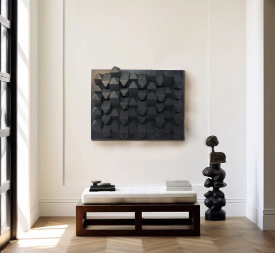 Blocks, 3D houten blokken schilderij - abstract kunst