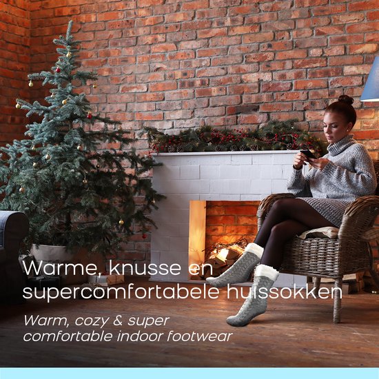 HERYEBING Thermosokken voor kinderen, zacht en comfortabel, fleece, vloersokken voor kinderen, antislip, herfst en winter, Roze hert, 8-12 Jaar