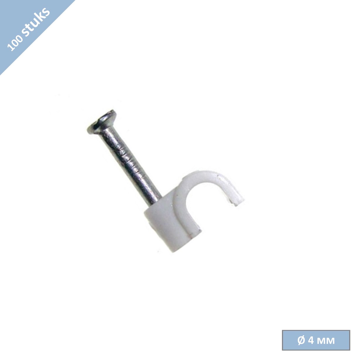 TQ4U kabelclip / spijkerclip - Ø 4 mm - Wit - 100 stuks