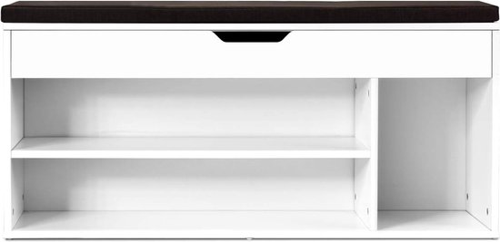 GOPLUS Schoenenkast met zitkussen, schoenenrek met 10 legplanken, schoenenopslagbank met flexibele inlegplaten, opbergkast voor woonkamer, slaapkamer en hal, kleurkeuze (wit GOPLUS Schoenenkast met zitkussen, schoenenrek met 10 legplanken, schoenenopslagbank met flexibele inlegplaten, opbergkast voor woonkamer, slaapkamer en hal, kleurkeuze (wit