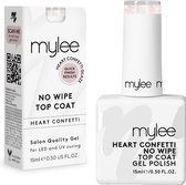 Mylee Hartconfetti No-Wipe Gel-Nagellak Top Coat 15ml UV/LED Nail Art Manicure Pedicure voor professioneel & thuisgebruik - Langdurig en gemakkelijk aan te brengen