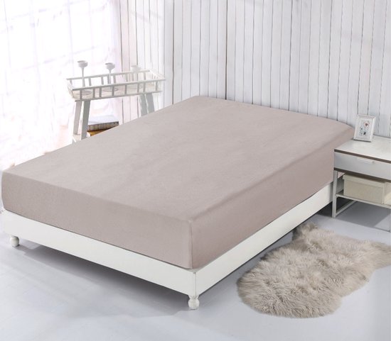 VISION Hoeslaken - Jersey katoen - Rekbaar, zacht en perfecte pasvorm - 140 x 200cm met 30cm hoekhoogte - Geschikt voor boxspring matras - Beige - 100% katoen Jersey - Oekotex gecertificeerd