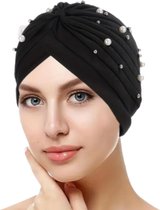 Hoofddoek tulband parels zwart - tulband parels - hoofddeksel - islam - chemo