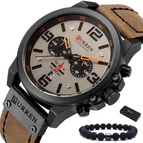 Curren - Horloge Heren - Cadeau voor Man - Horloges voor Mannen - 47 mm - Bruin