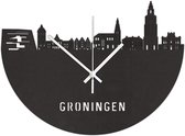 Skyline Klok Groningen Zwart Mdf Hout Wanddecoratie Voor Aan De Muur City Shapes