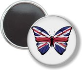 Button Met Magneet - Vlinder Vlag UK - NIET VOOR KLEDING