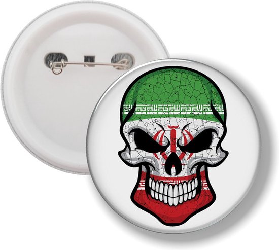 Button Met Speld - Schedel Vlag Iran