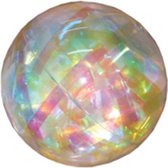 Grote stuiterbal glitter - met licht - holografisch iridescent regenboog - 10 cm - funcadeau schoencadeautje