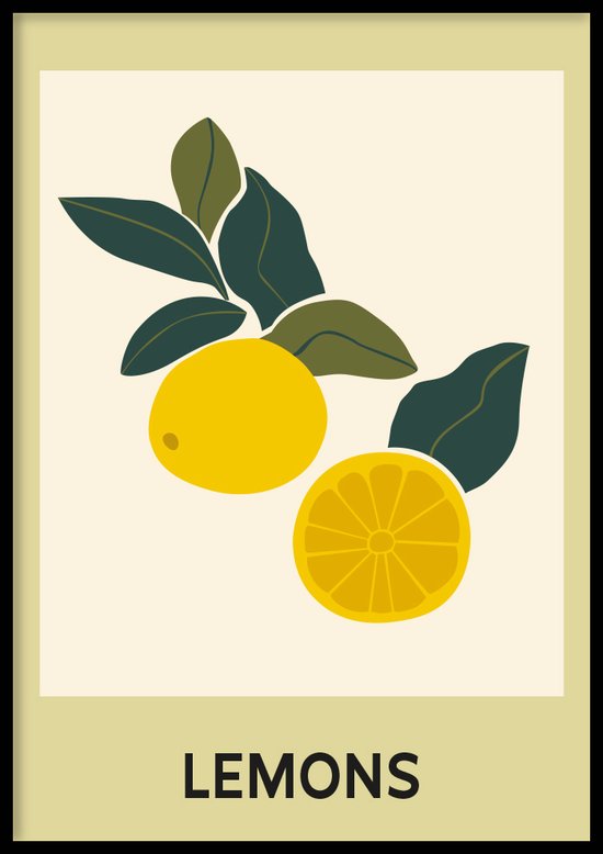 Poster Lemons - Home poster - 30x40 cm - Exclusief lijst - WALLLL