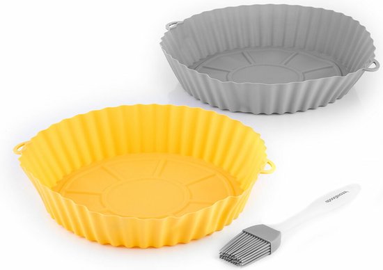 Foto: Siliconen mandjes met borstel voor airfryers mollicon innovagoods 2 stuks