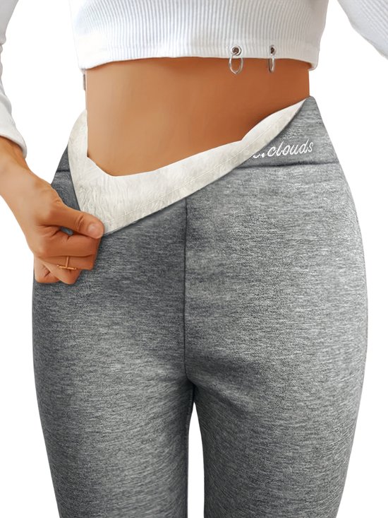 Warme Panty - Fleece Panty - Winter Panty - Thermo Panty - Legging - Stretch - Dames Kleding - Grijs - Maat M
