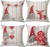 Gnome Kerstkussenhoezen 45 x 45 cm Set van 4 Kerstdecoratie Kussenhoezen Kerstdecoratie Zweedse GNOME Kerstdecoratie voor binnen, slaapkamer, wintervakantie decoratie cadeau