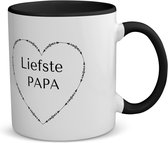 Akyol - liefste papa koffiemok - theemok - zwart - Vader - de liefste papa - vader cadeautjes - vaderdag - verjaardag - geschenk - kado - vader artikelen - 350 ML inhoud