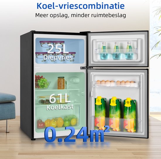 CHiQ FTM86L4E - Tafelmodel Koelkast Met Vriesvak - 86 Liter - E Energy Label - 39dB - Zwart - 12 jaar garantie op compressor van CHiQ — afbeelding 4