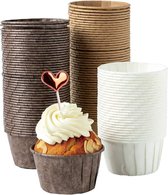 Cupcake vormpjes - Set 150x stuks - Papier - Wit, bruin, donkerbruin