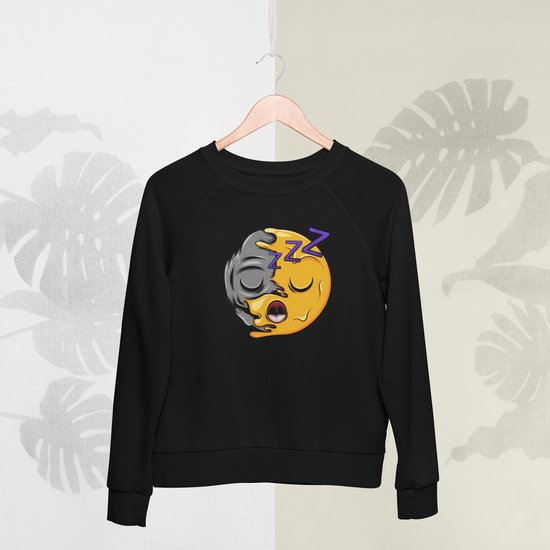 Feel Free - Halloween Sweater - Smiley: Slapend gezicht - Maat S - Kleur Zwart