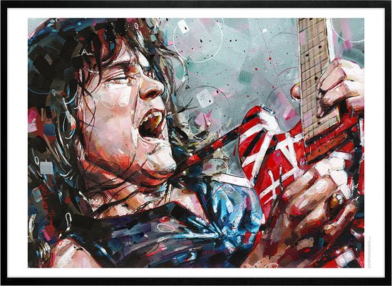 Eddie van Halen print 71x51 cm *ingelijst & gesigneerd