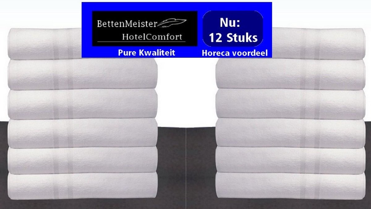 12 Stuks Handdoeken Hotel - Wit - 2CAM 450g. p/m² 50x100 - Katoen badstof