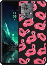 Cazy Hoesje Zwart geschikt voor Motorola Edge 40 Neo Inflatable Flamingos