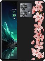 Cazy Hoesje Zwart geschikt voor Motorola Edge 40 Neo Flower Branch