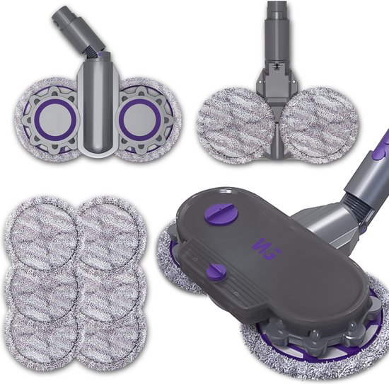 EasyClean - Elektrische Mop Dweil voor Dyson Steelstofzuiger - Mondstuk Accessoires Opzetstuk & Dweilsysteem voor alle Slim V8 / V10 / V11 / V15 series - Vloerwisser en Vloermop - Geschikt voor Nat & Droog - Inclusief Gratis 6 microvezel dweilmops