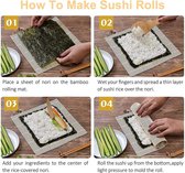 Sushi Maker set sushi-set, sushimaker voor beginners, doe-het-zelf sushi-maken, machine, keukenaccessoires, sushi-gereedschap, groente, vlees, rolgereedschap, sushi bazooka met bamboe sushimat