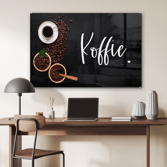 MuchoWow® Peinture sur verre 120x80 cm - Peinture sur verre acrylique - Dictons - Café - Citations - Photo sur verre - Peintures