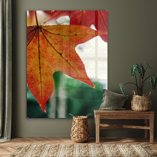 MuchoWow® Peinture sur verre 120x160 cm - Peinture sur verre acrylique - Automne - Rural - Feuilles - Saisons - Rural - Photo sur verre - Peintures