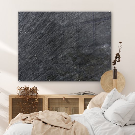 MuchoWow® Peinture sur verre 120x90 cm - Peinture sur verre acrylique - Natuursteen - Industriel - Ardoise - Structure - Grijs - Photo sur verre - Peintures