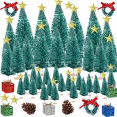Bol.com 65 stuks kunstkerstboom mini-kunstdennenbomen mini-kerstboom met sneeuw kleine dennenbomen decoratie miniatuurdecoratie ... aanbieding