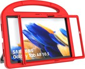 Étui de protection pour tablette adapté au Samsung Galaxy Tab A8 - Housse pour enfants - Housse pour Enfants - Protecteur d'écran intégré - Poignée et support - Housse adaptée aux enfants | Rouge