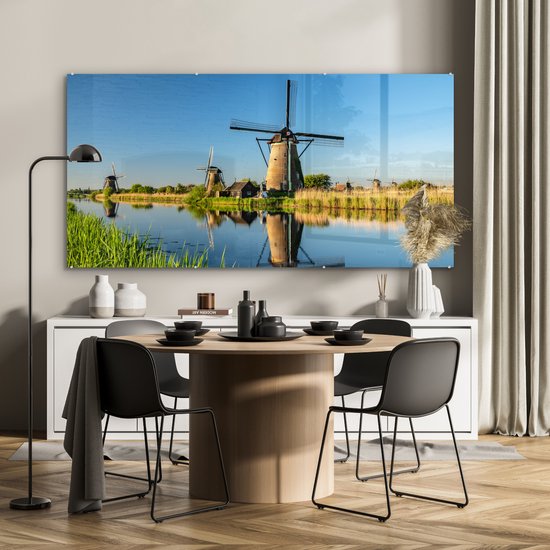 Peinture sur Verre - Moulin à Vent - Printemps - Pays- Nederland - 160x80 cm - Peintures sur Verre Peintures - Photo sur Glas