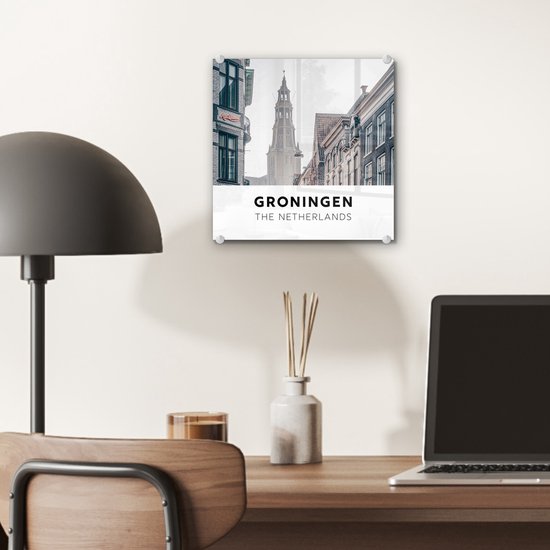 MuchoWow® Peinture sur Verre - Nederland - Groningen - Tour - 20x20 cm - Peintures sur Verre Acrylique - Photo sur Glas